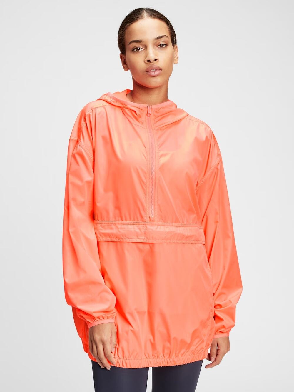 NEW Gap Orange Water Resistant Rain Coat Foldable Windbreaker Jacket Size XXS/XS
